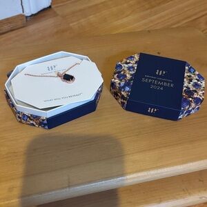 Bomb Party - New Rose Gold Necklace with Navy Blue Pendant.